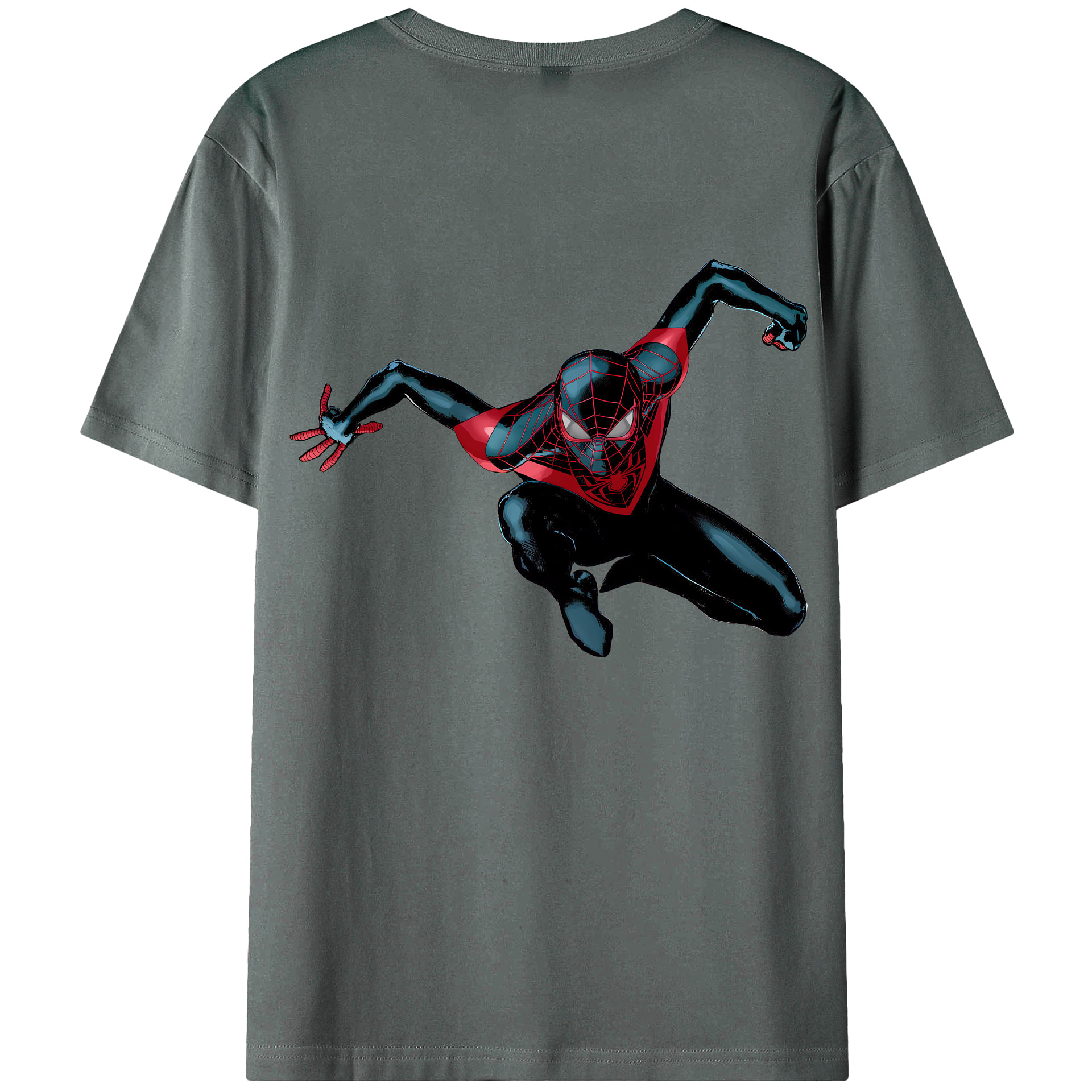 （画像用） Spider Man スパイダーマン 綿100％ メンズ半袖Tシャツ（バックプリント） 通気性